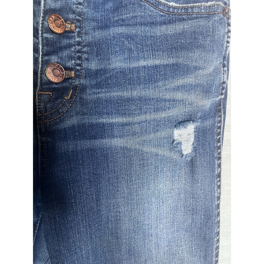 Madewell Womens Dark Jeans Size 27, 10" High Rise Skinny Raw Hem Button Fly - Picture 11 of 16